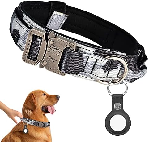 Guler de câine tactic JMPET - Nylon reglabil cu mâner, cataramă armată din metal D cu guler de antrenament militar cu eliberare