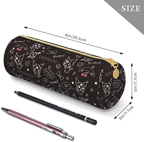 Rfuviwz Anime Creion Carcasă pentru Aldult Bag de machiaj drăguț pentru femei cu o capacitate mare de stilou cu fermoar cu