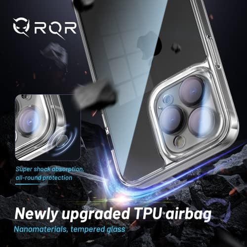 RQR SHOCKPROOF compatibil pentru carcasă iPhone 13 Pro Max cu protector de ecran de sticlă temperat de 2x, [anti-galbening]