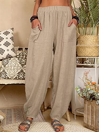 Utcoco pentru femei de bumbac pentru femei Pantaloni harem casual, pantaloni pantaloni cu talie înaltă cu talie înaltă cu buzunare