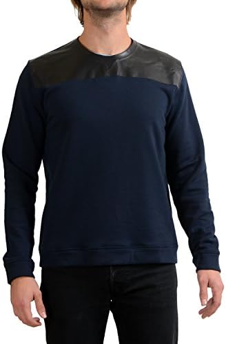 Valentino Men's Leather’s Leather Navy Albastru cu mânecă lungă cu mânecă LUNCĂ CAWNECK US M IT 50