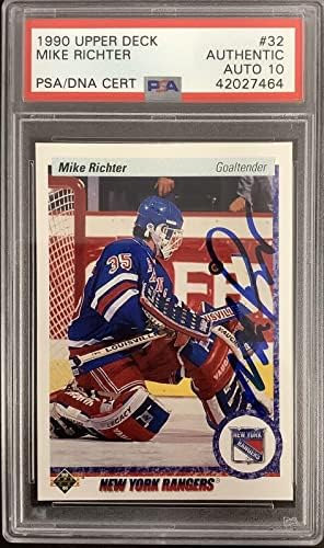Mike Richter a semnat 1990 Upper Deck 32 Rookie Card NY Rangers PSA/ADN Auto 10 - Hockey Slabbed Autographed Cards Rookie