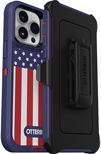 Otterbox iPhone 14 Pro Max Defender Series Case - American Flag, Rugged & Durabil, cu protecție a portului, include Holster