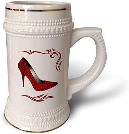 3Drose Hot Red Cheetah Print Stiletto High Heel cu vârtejuri și alb - Stein Mug, 18oz, 22oz