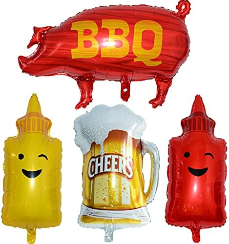 Wdecorm 8pcs BBQ Party baloane, porc în formă de folie baloane Ketchup sticla balon mustar bere halbă pentru ziua de nastere