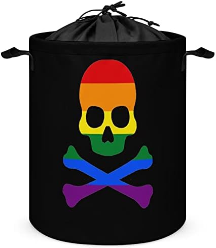 Gay Pride Flag craniu oase încrucișate coș de rufe pliabil spălătorie mare împiedică coș de depozitare ușor organizator de