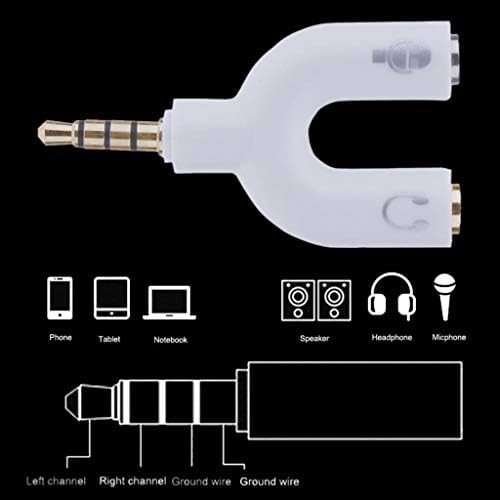 ZHUHW în formă de U Adaptor Dual 3.5 mm Căști Plug Audio cablu Splitter microfon 2 în 1 Conector rotativ pentru telefon inteligent