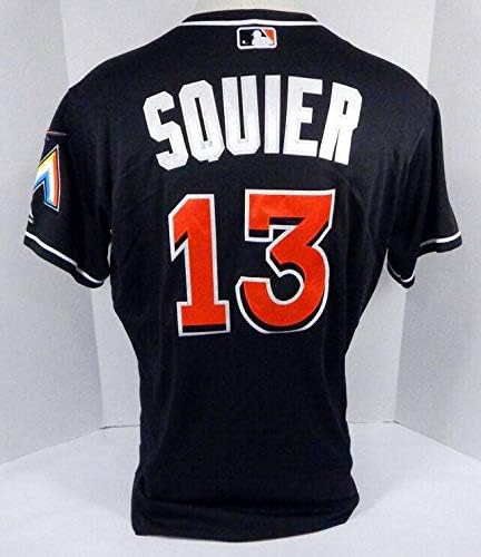 Miami Marlins Scott Squier 13 Game folosit Black Jersey Ext Spring Training 150 - Joc folosit Jerseys MLB