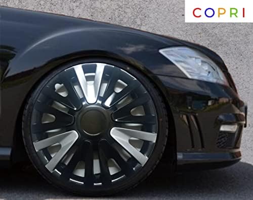 Set Copri de 4 roți acoperă 13 Inch Hubcap Argintiu-negru Snap-On se potrivește Audi