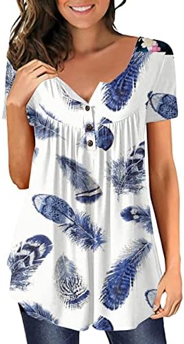 Tunici cu imprimeu floral pentru femei libere potrivite ascundeți burtice tricouri cămăși de vară cu mânecă scurtă casual bluză