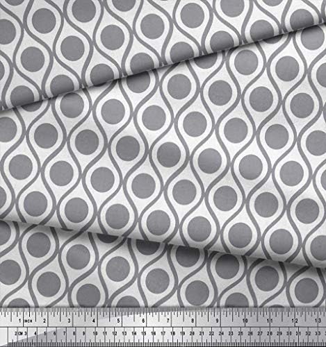 Soimoi Rayon Fabric Dot & amp; Ogee Damasc imprimate ambarcațiuni Fabric de curte 42 Inch Wide