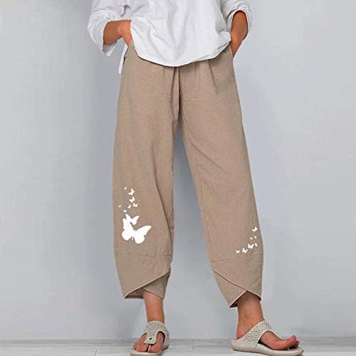 Pantaloni Capri Nulairt pentru femei plus dimensiuni, Lenjerie pentru femei Pantaloni decupate Summer Buzunare cu talie înaltă