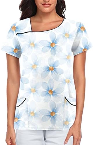 Tricou pentru femei top top respirabil cu mânecă scurtă fluture cămașă cu bluză top bluză pentru femei cu buzunare cu buzunare