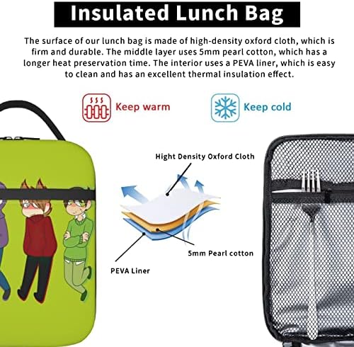 Anime Eddsworld Lunch Bag 3D imprimat impermeabil Lunch Box portabil reutilizabile izolate prânz Tote pungi pentru școală de