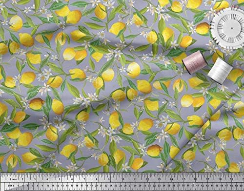 Soimoi bumbac poplin Fabric frunze, Floral & amp; Lemon legume imprimate Fabric 1 curte 42 Inch lățime