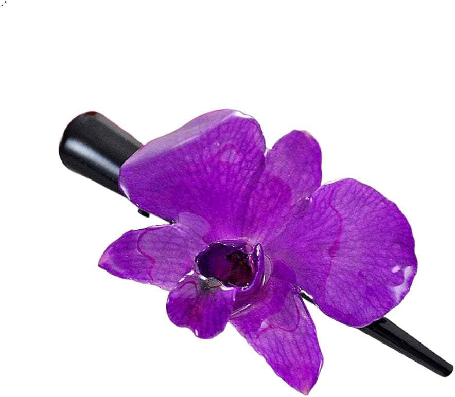 Bijuterii tematice cu flori, Clip de păr purpuriu dendrobium