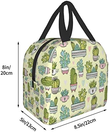 Senheol Plant Cactus Color Print Lunch Box, Kawaii Small Izolation Cactus Lunch Bag, geantă reutilizabilă pentru alimente saci