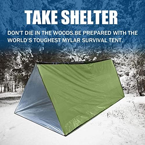 Cort de adăpost de supraviețuire de urgență, 59 X 98,4 inch impermeabil 2 persoane Mylar adăpost termic pentru drumeții Camping
