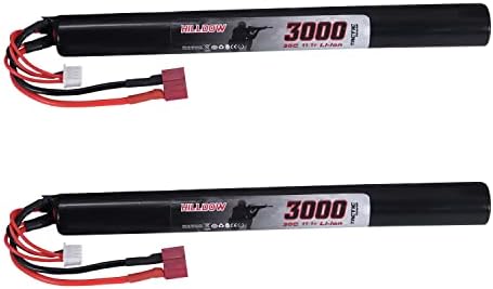 HillDow 11.1V Baterie Airsoft 3000mAh 20c Baterii cu pachete cu stick -reîncărcabile Performanță înaltă compatibilă cu Decani/T