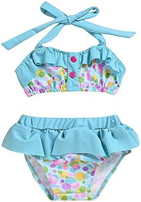 Baby Girl Costum De Baie Vara Zburli Suspensor Dot Imprimate Bikini Set Costume De Baie Două Piese Baby Copii Fete Toddler