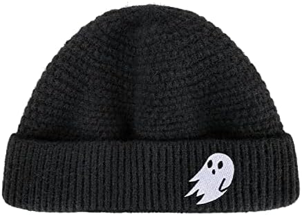 Lhscvufasc Halloween iarna fantoma pălării pentru bărbați Femei Boo pălărie moale cald Unisex craniu cap Knit Beanie