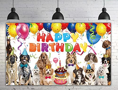 6 x 3.6 ft câine fericit ziua de naștere fundal câine ziua de naștere semn Banner cățeluș câine ziua de naștere fotografie