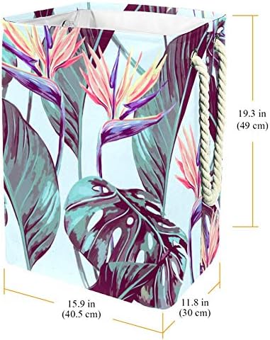 Inhomer flori tropicale frunze de junglă pasăre de paradis Flowler 300d Oxford PVC haine impermeabile împiedică coș mare de
