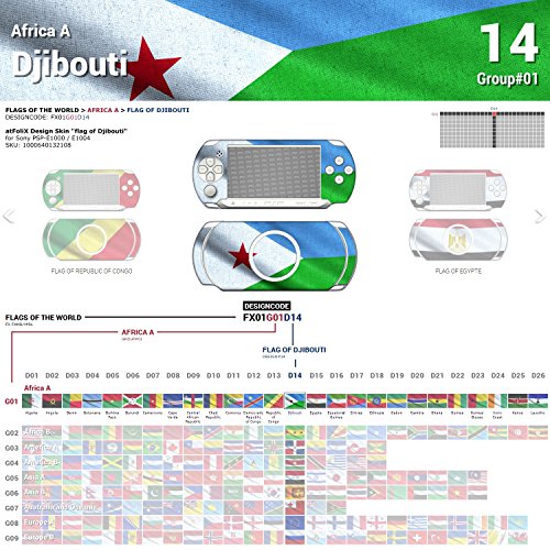Sony PSP-E1000 / E1004 Proiectarea pielii Flag of Djibouti Autocolant decal pentru PSP-E1000 / E1004