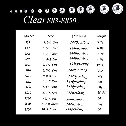 SS3 -SS50 Flatback Clear Crystal Glass unghie Art Art Rhinestone Unghie Strass Dimensiune Non Fix Rhinestone Glue -