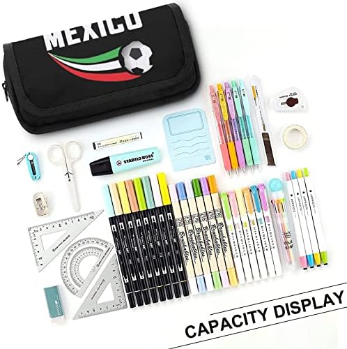 Mexic Flag Fotbal Creion Carcasă Pen pungă de machiaj portabil Organizator de machiaj de mare capacitate mare
