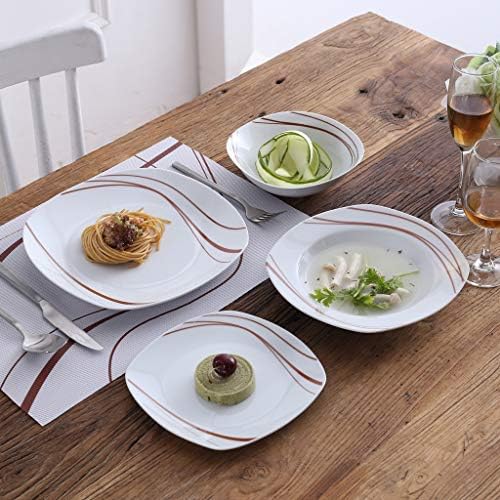 DSFEOIGY 24 de piese ceramică pentru cină set de tabele de porțelan set de căsuță de castron farfurie pentru cină pentru cină