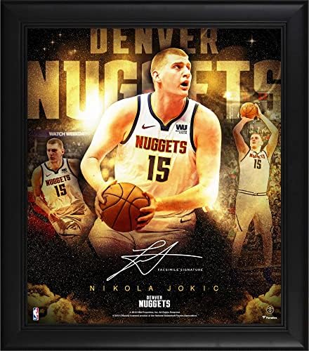 Nikola Jokic Denver Nuggets încadrat 15 „X 17” Stele ale jocului de joc - Facsimile Semnătură - Placi și colaje pentru jucători NBA
