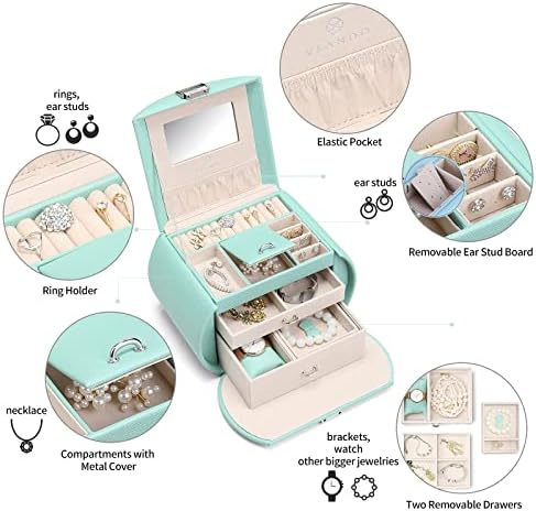 Vlando Princess Style Bijuterii cutia+Macaron cutii de bijuterii mici pentru călătorii