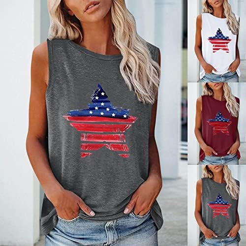 Gufesf Vara Casual Fără Mâneci Tricouri, Femei Vara Tank Topuri American Flag Grafic Imprimate Rezervoare Tricouri