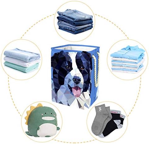 Inhomer Abstract Border Collie Dog portret spălătorie mare împiedică haine pliabile impermeabile coș pentru îmbrăcăminte organizator