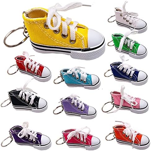 Gtonee 12pcs 3 mini -pantofi cheie de pantofi Canvas Chuck Sneaker Cheie cheie pentru pantofi, pantaloni de cheie pentru pantofi