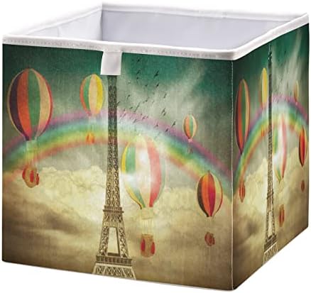 Organizator de cuburi de depozitare pliabile Alaza, Paris Turnul Eiffel balon cu aer Containere de depozitare Vintage Organizator