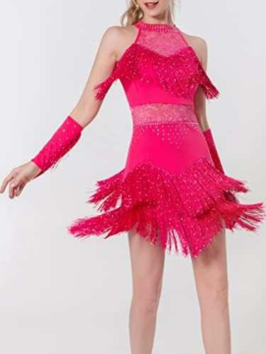 Da, pentru femei, franjuri latine, rochie de ballroom tango tango rumba floral dantelă dance poartă costum