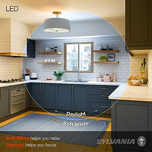 SYLVANIA LED A19 bec, 60W echivalent eficient 8.5 W bază medie, 2700K alb moale, pachet 4