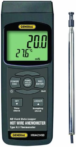 Instrumente generale Hwa4214sd anemometru Digital cu sârmă fierbinte, cu card SD de înregistrare a datelor