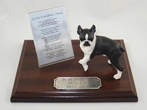 Concepții de conversație frumoase Paulownia Urnă de lemn mică cu figurina Boston Terrier și poezie personalizată dincolo de