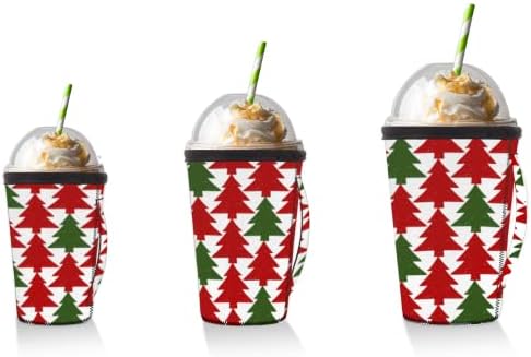 Copaci de Crăciun Mânecă de cafea cu glazură reutilizabilă cu mâner de ceașcă de neopren pentru sodă, latte, ceai, băuturi,