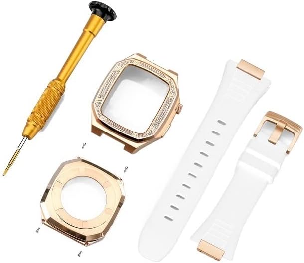 Kit de modificare a curelei din oțel inoxidabil CNHKAU pentru banda Apple Watch 8 7 41mm 45mm curea siliconică + carcasă metalică pentru seria IWatch 6 SE 44mm