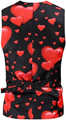 Ubst Ziua Îndrăgostiților din 3 piese Costume pentru bărbați, Love Heart Imprimat Tuxedo Blazer Pantaloni Pantaloni Pantaloni