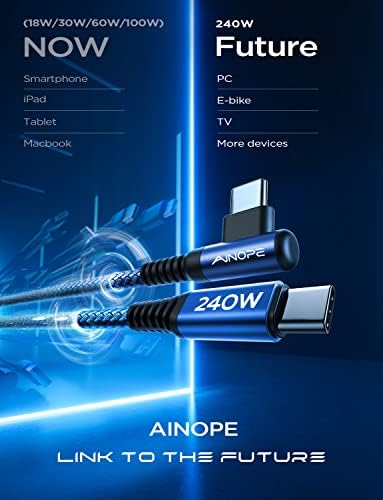 AINOPE USB C TO USB C CABLE 6,6ft 2 pachet albastru