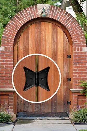Akatva negru antic din fier forjat fluture set de balamale set de balamale - 2 bucăți cu balamale pentru garduri din lemn și metal, uși, dulapuri - finisaj acoperit cu pulbere neagră