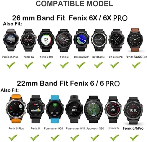 Fehauk 22mm Sport Nylon Watch Band Lansare rapidă pentru Garmin Fenix ​​6x 6 Pro 5x 5 Plus 935 Abordare S60 Quatix5 Brățară de bandă de mână