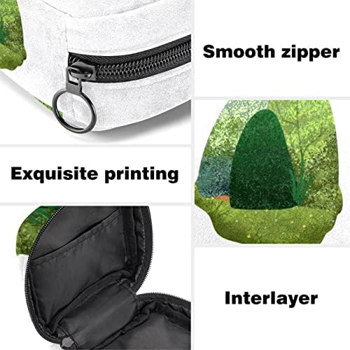 ORYUEKAN sac de depozitare a șervețelului sanitar, geantă portabilă de perioadă pentru femei, Fete, pungă menstruală, copac de pădure verde Artistic modern