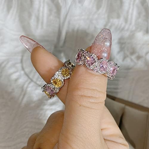 2023 nou bomboane colorate roz galben inel pentru femei făină strălucitoare diamant K placat cu aur ușor inel de Temperament de lux 1999 inel