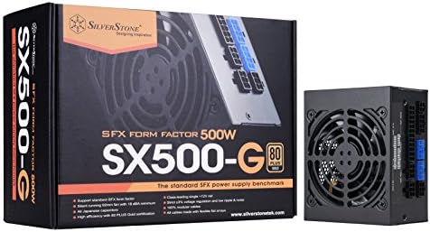 Silverstone Technology SX500-G 500W SFX complet modular 80 plus PSU de aur cu ventilator îmbunătățit de 92 mm și condensatoare